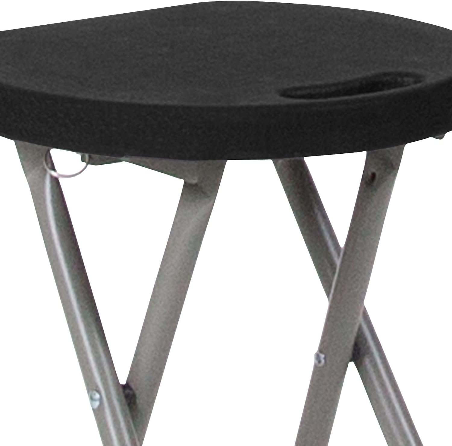 Flash Furniture Micah Foldable Stool with Black Plastic Seat and Titanium Gray Frame | Lightweight, Compact, Easy Storage, Indoor Use
