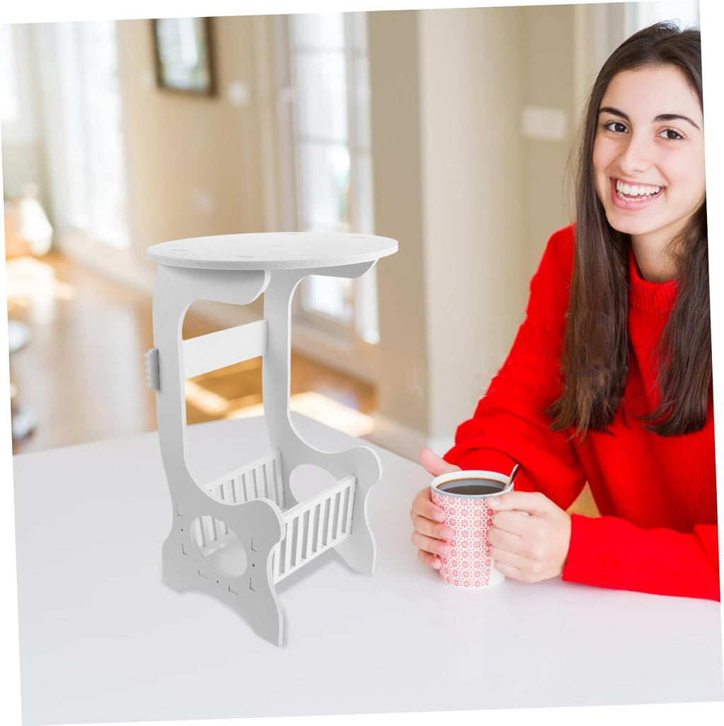 MERRYHAPY Modern Small Round Accent Table with Storage for Sofa Side Bedside Use Minimalist Design Coffee Table for Living Bedroom and Balcony Compact and Practical