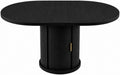 47-63" Extendable Round Dining Table with Storage for 4-6 Person, Fluted Circle Dining Table with 2-Tier Shelves|Leaf, Space-Saving Design (Black, 4-6 Person)