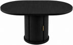 47-63" Extendable Round Dining Table with Storage for 4-6 Person, Fluted Circle Dining Table with 2-Tier Shelves|Leaf, Space-Saving Design (Black, 4-6 Person)