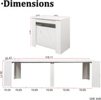 JOYSOURCE Extendable Dining Room Table for up to 12 People 20-119 inch Adjustable Large Extra Long Rectangular Space Saving Folding Dinner Table for Kitchen, Dining Room White Marble Finish