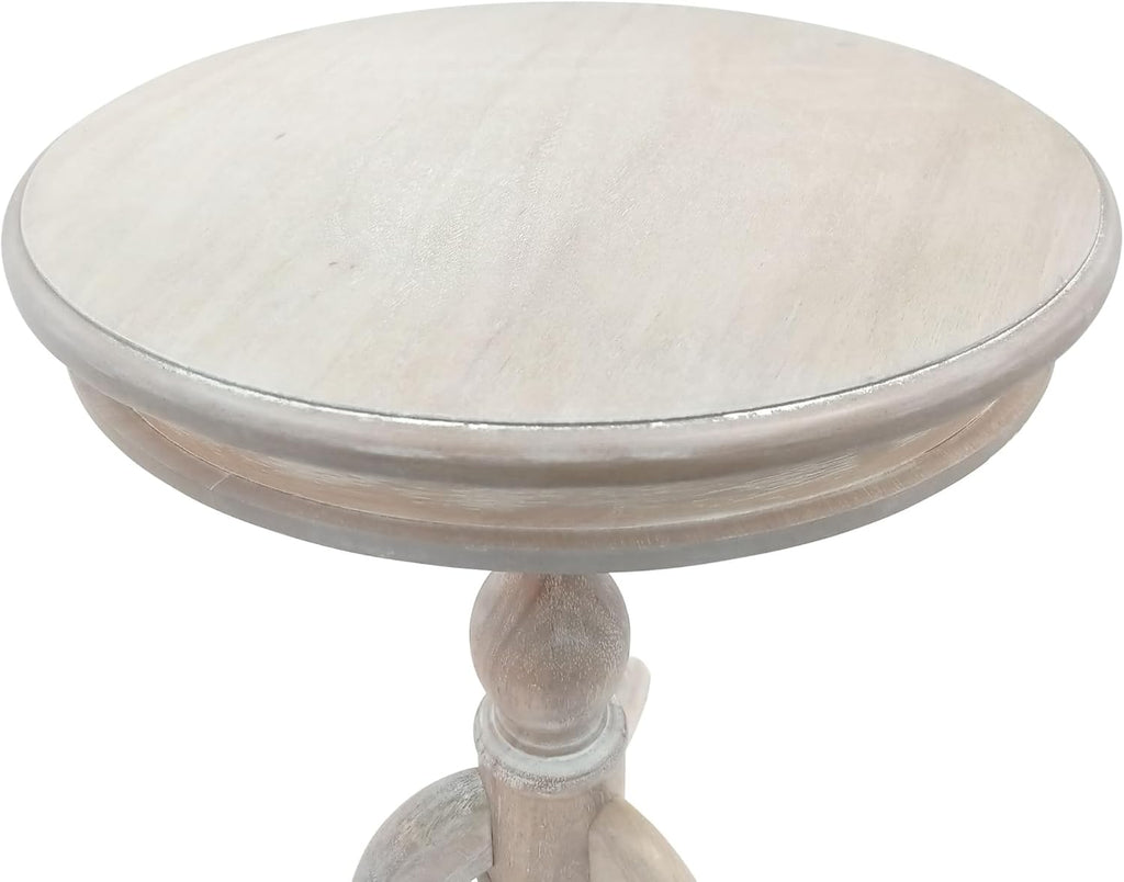 Carolina Chair & Table Glida Round Side Table Home Decor Classic Style Furniture, Wooden Top Lathe Turned Pedestal Base Curved Leg Accent Furniture for Kitchen or Dining Room (Natural Driftwood)