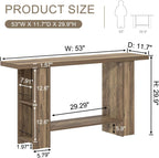 FOLUBAN 53 Inch Long Entryway Table, 2-Tier Wood Console Table with Storage Side Shelves, Farmhouse Sofa Table for Living Room, Narrow Hallway Foyer Table Behind Couch for Home Decor, Rustic Oak