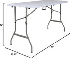 EMMA + OLIVER 5-Foot Granite White Adjustable Bi-Fold Plastic Folding Table | Lightweight, Easy Storage, Event and Banquet Table