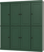 Palace Imports Solid Wood Storage Cabinet - 71.5" Tall, 65" Wide Freestanding Kitchen Pantry with 2-Drawer Kit & Adjustable Shelves – Green, Renewable Eco-Friendly 100% Wood, Made in Brazil
