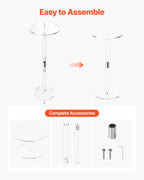 VEVOR Acrylic Drink Table, Small Round Side Table with Solid Post, Modern Clear End Table Transparent Cake Desk for Coffee, Cocktail, Dessert, Snack, Living Room, Bedroom, Bathroom, Easy Assembly