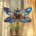 Boho Dragonfly Acrylic Suncatcher Stained Glass Effect Window Car Hanging Christmas Ornament Indoor Outdoor Decor Garden Sun Catcher Panel for Dragonfly Lover for Women Mom Grandma