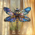 Boho Dragonfly Acrylic Suncatcher Stained Glass Effect Window Car Hanging Christmas Ornament Indoor Outdoor Decor Garden Sun Catcher Panel for Dragonfly Lover for Women Mom Grandma