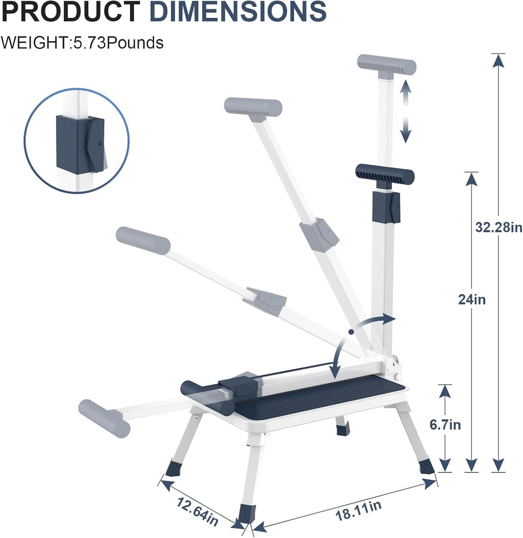 Folding Step Stool, Step Stools with Handle for Elderly Adults | Easy Assmbly, Lightweight Metal Stepping Stool with Adjustable Handrail in Kitchen, Bathroom, Bedroom, 330 Lbs Capacity