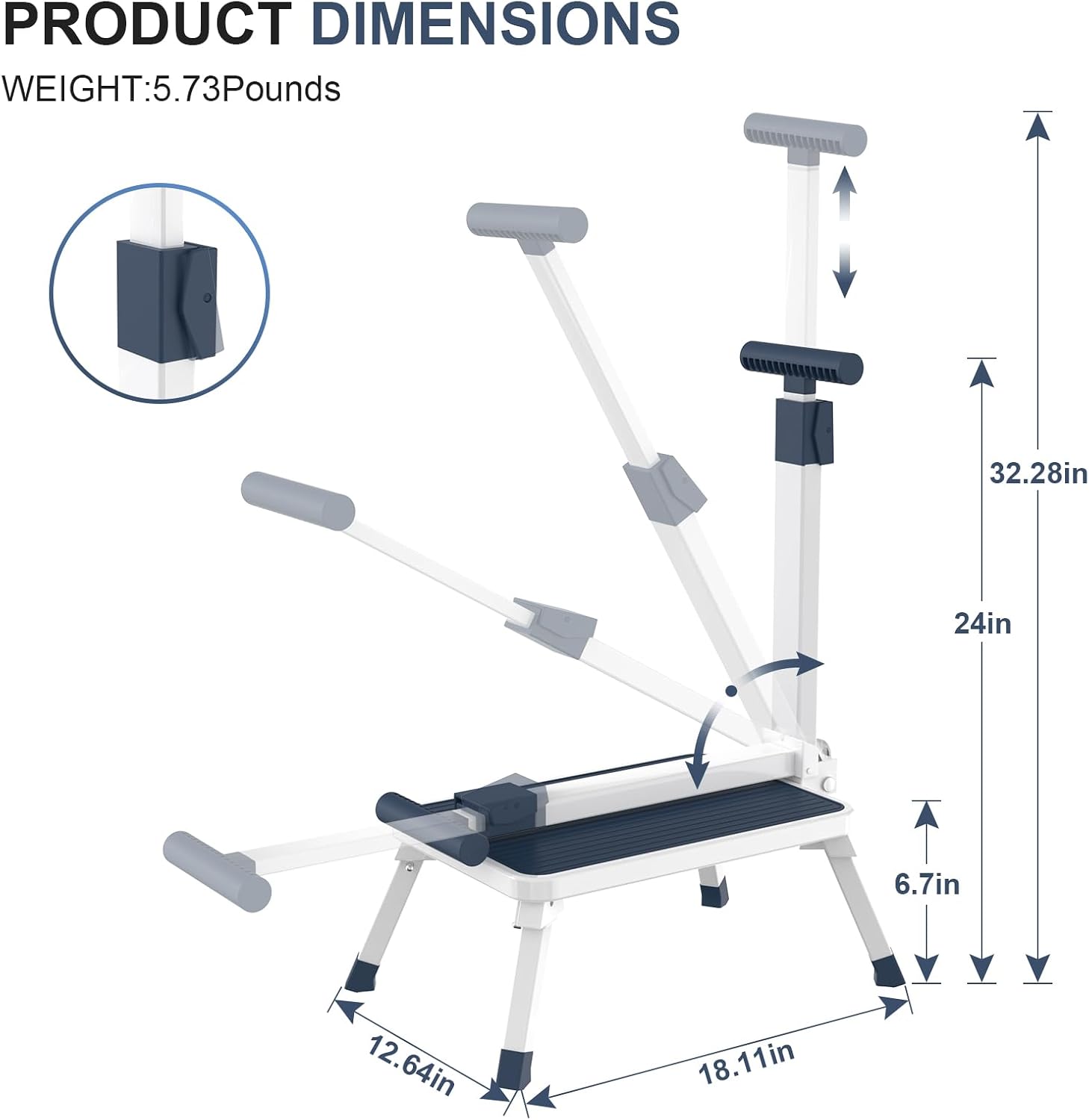 Folding Step Stool, Step Stools with Handle for Elderly Adults | Easy Assmbly, Lightweight Metal Stepping Stool with Adjustable Handrail in Kitchen, Bathroom, Bedroom, 330 Lbs Capacity