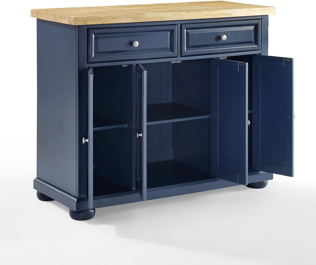 HomeStock Renaissance Rhapsody Kitchen Island with Durable Top and Optional Casters - Island/Cart, Versatile Storage Kitchen Island, Elegant Kitchen Cart Navy