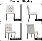 Modern Dining Chairs Set of 6, Upholstered Accent Parsons Dinning Chairs with Tufted Back and Solid Wood Legs, Comfortable Chenille Fabric Kitchen Chairs for Dining Room/Kitchen, Beige