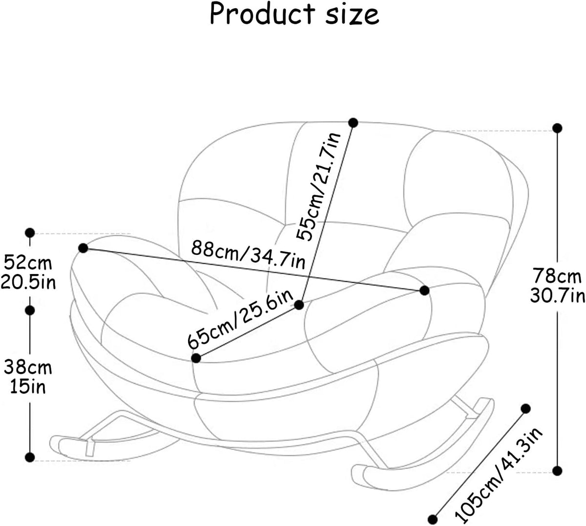 Cozy Accent Rocking Chair, Recliner Glider, Corner Reading Chair, High Backrest Padded Seat for Living Room, Bedroom, Offices
