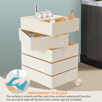 360° Movable Rotating Storage End Table Sofa Side Cabinet Laptop Bedside Table with 5 Tiers Shelves 4 Universal Casters for Living Room Bedroom Sofa Dormitory, White