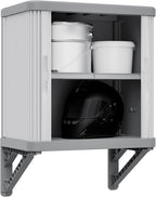 Terry, Rolling Space wall Cabin; wall Cabinet with Two Sliding Doors, Exterior and Interior, 2 Internal Adjustable Shelves, Grey, Made of Recycled Plastic, Dimensions: 59 x 36 x 59 cm
