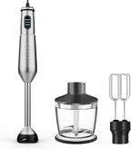 Immersion Blender 1000 Watts Scratch Resistant Hand Blender,20 Speed and Turbo Mode Hand Mixer, 3-in-1 Heavy Duty Copper Motor Stainless Steel Smart Stick with Egg Beaters and Chopper