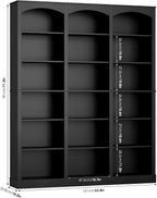 FACBOTALL 71" Triple Wide Bookshelf, 6 Tier Large Arch Black Bookcase