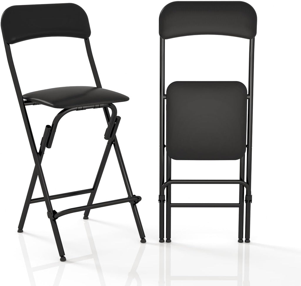 Folding Bar Stool with Back, 300lb Capacity, Collapsible Stool for Kitchen Bar, Height 25"- 2PC