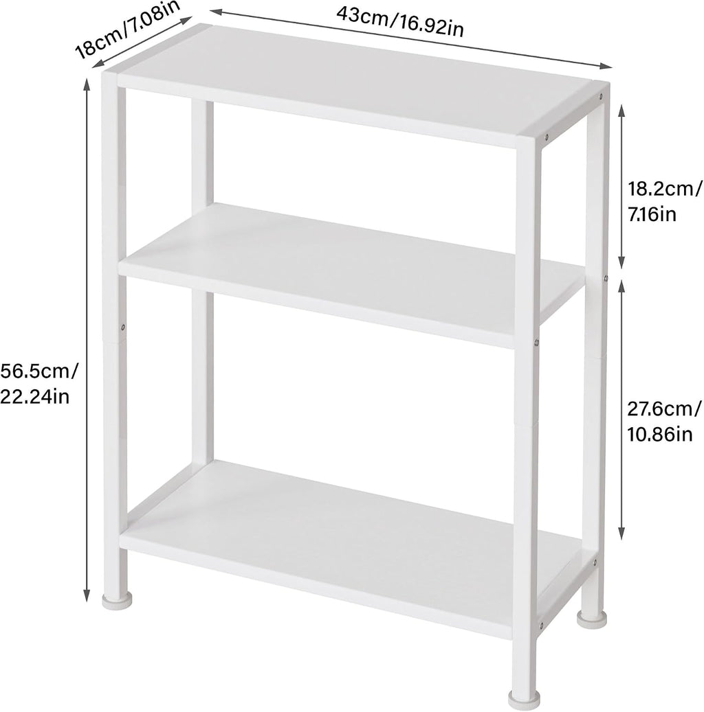 3-Tier Side Table Set of 2, Small End Table, Sofa Side Table for Narrow Spaces, Slim End Table, Nightstand Table, for Living Room Bedroom Office, White