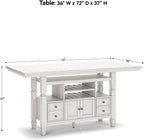 Signature Design By Ashley Robbinsdale 72-Inch Counter Height Dining Table with Kitchen Island Storage, Rubberwood Solids, Ash Veneer and MDF Substrates, Antique White