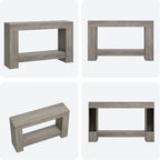 Garvee 47" Farmhouse 2-Tier Console Table for Entryway, Grey | Sofa Table with Storage, Sturdy U-Shaped Base, Long Entryway Table for Living Room, Easy Assembly