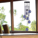Blue Evil Eye Amulet Wind Chimes Outdoor Hanging Decor, Mobile Evil Eye Blessing Windcatcher, Evil Eye Wind Bells, Blue Evil Eye Wind Chimes for Home, Gift for Mom, Balcony, Patio, Garden Decoration