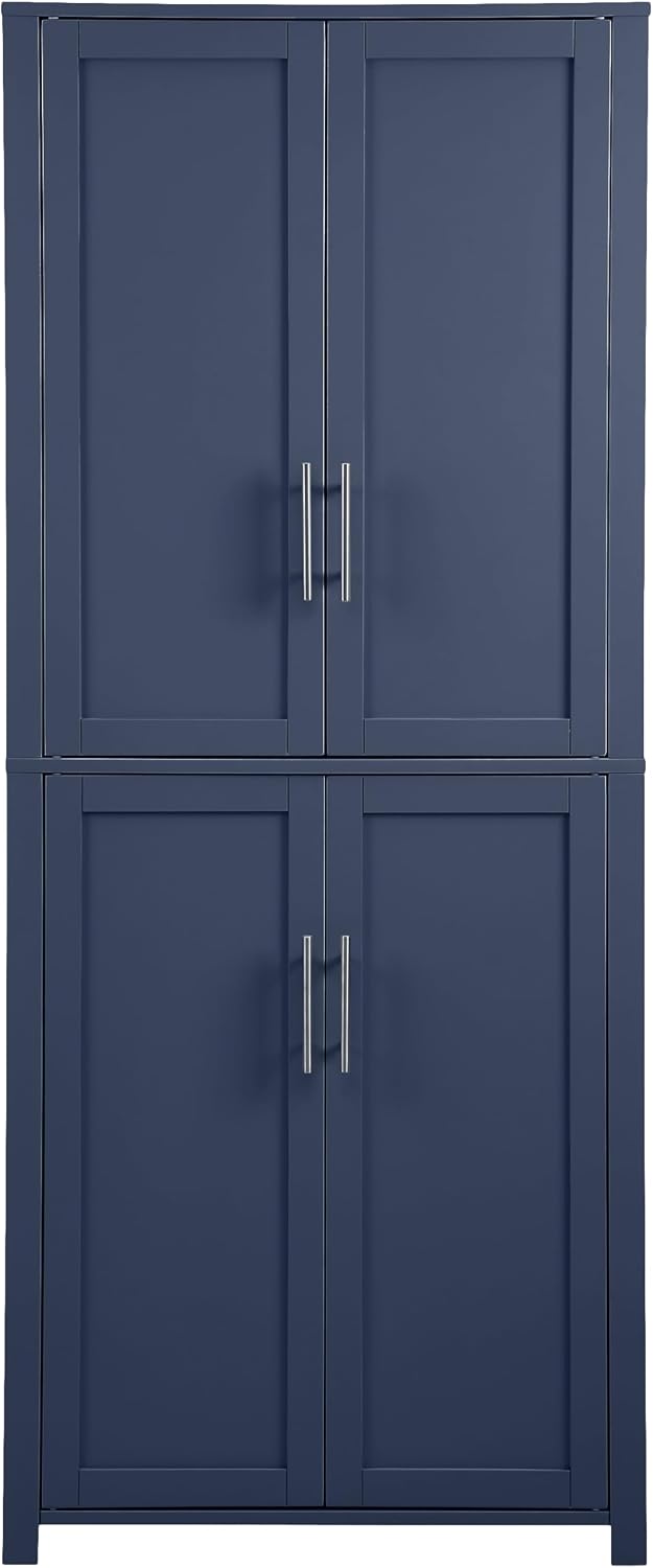 Crosley Furniture Savannah Tall Pantry Storage Cabinet with Shelves, Kitchen, Dining, or Laundry Room, Navy