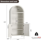Garvee Arched Cabinet with Doors, 5-Tier Kitchen Pantry Cabinet with Adjustable Shelves, Wooden Open Farmhouse Storage Organizer for Kitchen, Dining Room, Living Room, Home Office, White