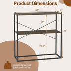 Giantex 36" Narrow Console Table, 2-Tier Entryway Tables with Wood Grain Top & Heavy-Duty Metal Frame, Behind Couch Table, Rustic Sofa Tables with Open Storage Shelves for Entrance, Living Room, Foyer