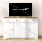 lapday Kitchen Cabinet with 2 Spacious Drawers,2 Doors,3-Level Adjustable Shelf(55.1" W x 15.7" D x 33.5" H). (White)