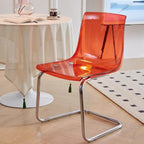 Etlegor Clear Acrylic Dining Chairs, Modern Kitchen Chairs with Chrome Base, for Dining Room, Living Room, Office, Leisure Area(Orange-red)