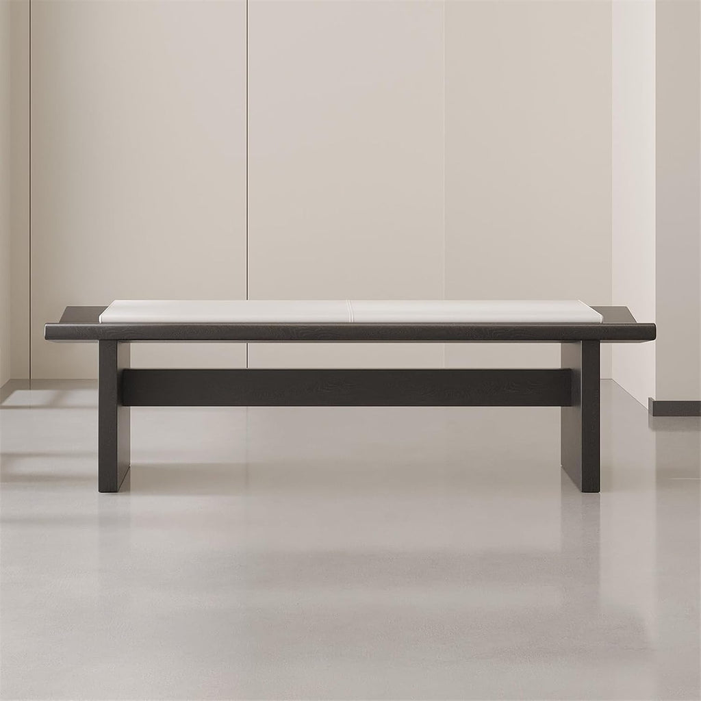 Modern Wooden Long Shoe-Changing Bench for Bedroom Dressing Room Leather Bed end Upholstered Entryway(XS)