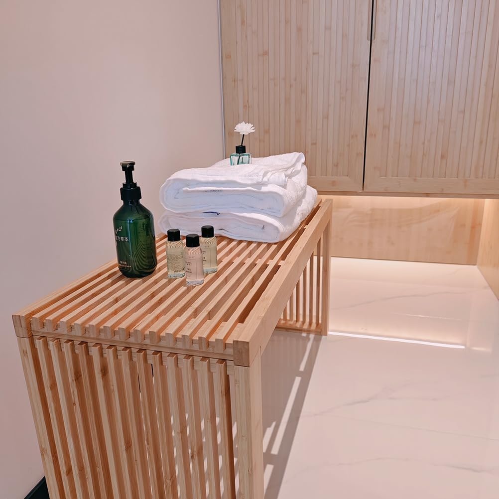 Versatile Wooden Slatted Bench - Sleek Modern Design for Dining, Entryway, Bedroom - Indoor Use with Storage Capability for Home, Kitchen, Bathroom & Beyond (Black)