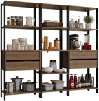 Madesa Kitchen Pantry Storage Rack with 4 Drawers and Open Shelves 78" L Multiuse Modular Cabinet for Kitchen Organization - Black/Brown