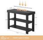 Sweetcrispy Shoe Rack Bench, 3-Tier Bamboo Entryway Storage Organizer, 286lb Capacity, Shoes Stand for Front Door Entrance, Bedroom, Living Room, Bathroom, Balcony, 11.3 x 27.6 x 17.8 Inches, Black