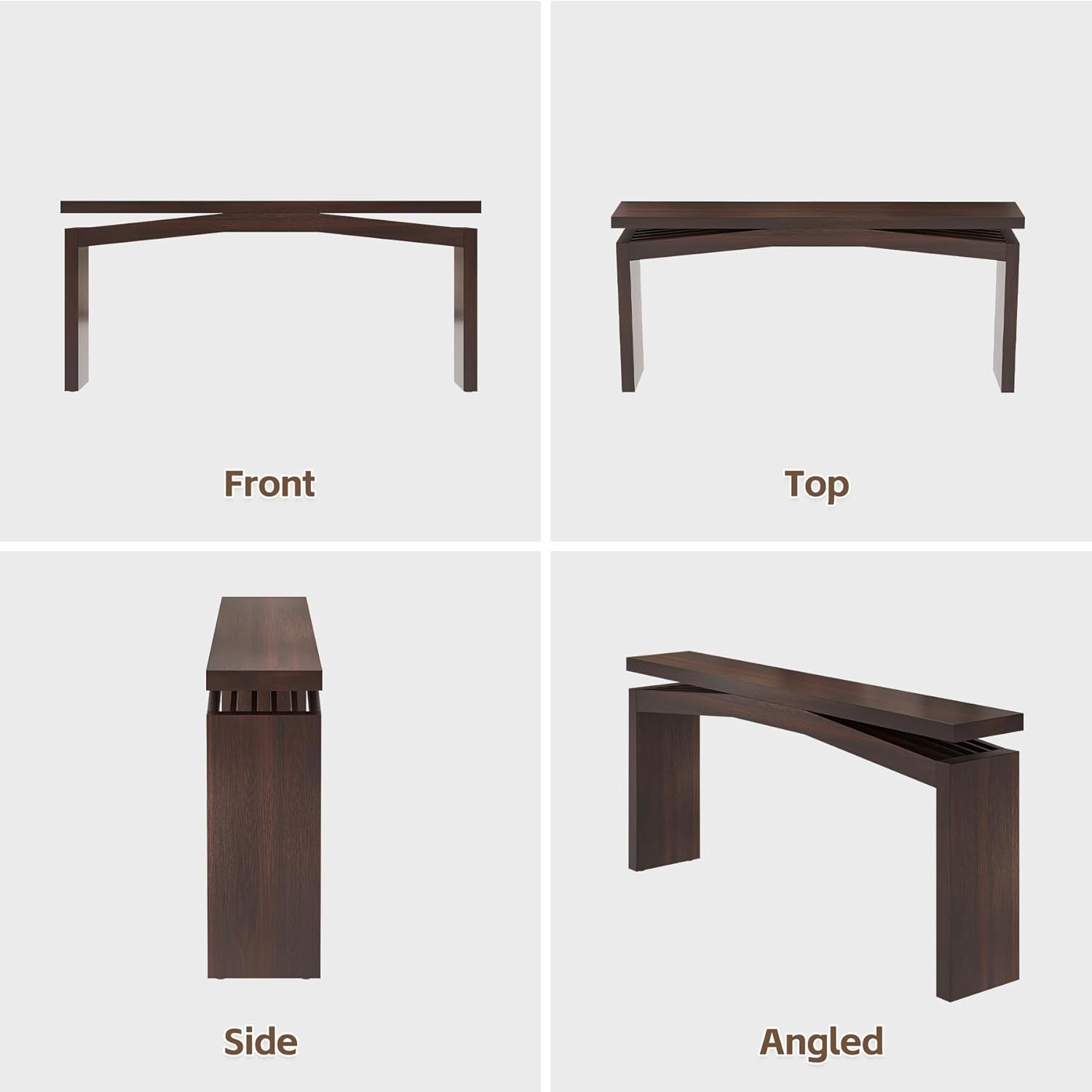 Epecoya Modern Dark Brown Console Table for Living Room, Vintage Wooden Entry Way Tables 63", Behind Couch Table Skinny for Entrance, Hallway, Home, Apartment, Dark Brown
