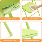 Bonnlo Kids Folding Table and Chairs Set (Green, with 2 Chairs) | Children's Activity Table with 2 or 4 Folding Chairs, Sturdy Metal Frame with Safety Latches