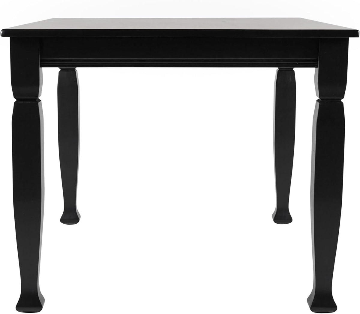 EMMA + OLIVER Milford 47" Solid Wood Dining Table, 3 Inch Offset Paneled Apron, 3" Turned Decorative Legs, Water Resistant Finish, Seating for 4, Black Matte