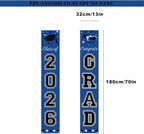 DAZONGE 2026 Graduation Decorations Blue, Congrats Grad Porch Banner for Any Schools or Grades 2026 Graduation Party Decorations