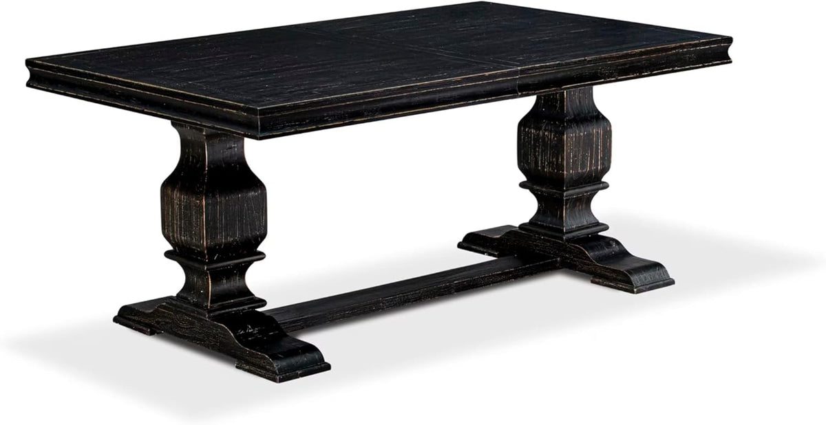 LKT-SBB-TP - A Wooden Dining Table with Removable Rectangular Tabletop - Sand Blasting Black Finish