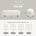 Hyfirm 54" End of Bed Bench, Upholstered Bedroom Ottoman Bench with Solid Wood Round Legs, Modern Oval Bench for Queen & King Beds, Entryway, Living Room, Hallway, Beige Linen Seat