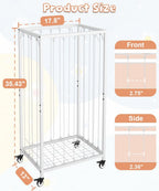 Stuffed Animal Storage Organizer with Wheels, Stuffed Animal Zoo Shelf with Elastic Rope for Nursery, Play Room, Bedroom, Kids Plush Toy Holder for Boys and Girls, White.