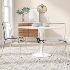Etlegor Transparent Acrylic Dining Chair, Curved Backrest Kitchen Chairs Ladies Dressing Stool for Kitchen, Dining Room and Home Decor(Clear,2PCS)