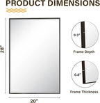 HARRITPURE 28"x20" Framed Bathroom Mirror for Wall Rectangle Mirror Aluminum Alloy Frame Wall-Mounted for Farmhouse Entryway Bedroom Living Room Black