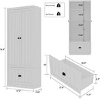 FUFU&GAGA 70.9" Tall Kitchen Pantry Cabinet with Drawer, 2 Doors & Adjustable Shelves, Pantry Storage Cabinet with Buffet Cupboard for Kitchen, Dinningroom White, 27.6”W x 13.8”D x 70.9”H