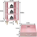 Aenuert Night Stand, Pink Nightstand with 2 Fabric Drawers, Wooden Side Table with Open Storage, 3-Tier Modern End Table, Bedside Table for Small Space, Living Room, Bedroom