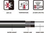 Worth Short Leader Black Garden Hose 5/8 in. x 6 ft. -Brass Aluminum Ends for Household & Yard Use -Heavy Duty Durable Flexible Lightweight Water Pipe -Kink Free, No Leaking, Male/Female Fittings