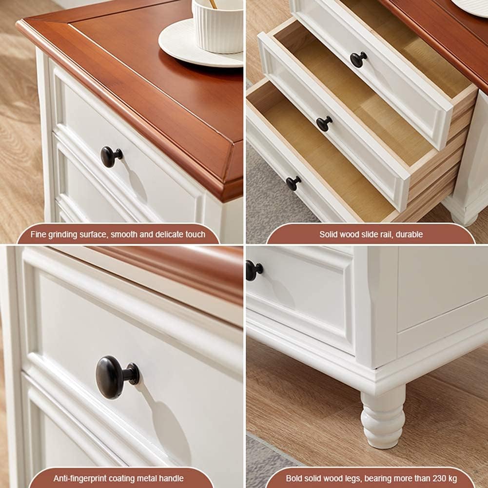 Nightstand Modern Solid Wood Bedside Storage Cabinet with 3 Layers of Drawers And 4 Wooden Feet Bedroom Bedside Table Needed