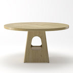 47.24 Inch Round Dining Table for 4-6 Kitchen Dining Table with Storage Shelf Wooden Pedestal Base Space Saving Design for Kitchen Dining Room Apartment Natural Farmhouse Style Only Table