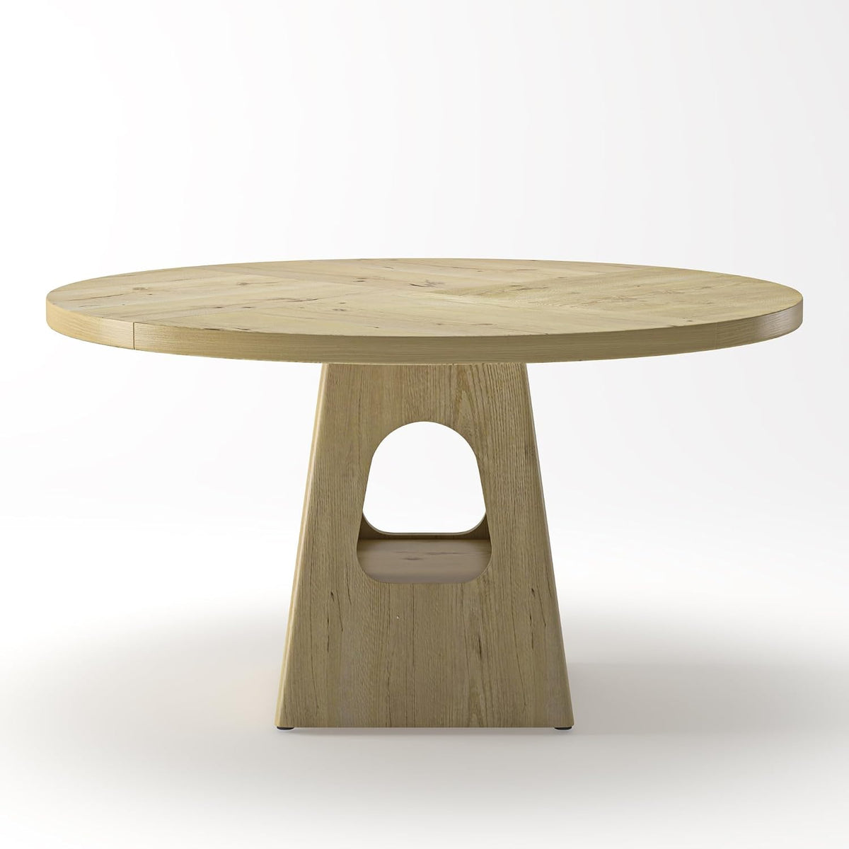 47.24 Inch Round Dining Table for 4-6 Kitchen Dining Table with Storage Shelf Wooden Pedestal Base Space Saving Design for Kitchen Dining Room Apartment Natural Farmhouse Style Only Table